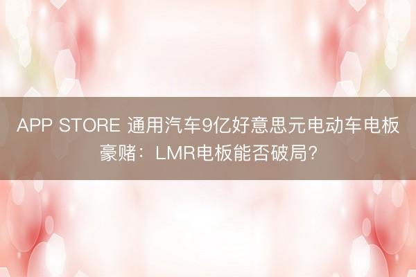 APP STORE 通用汽车9亿好意思元电动车电板豪赌：LMR电板能否破局?