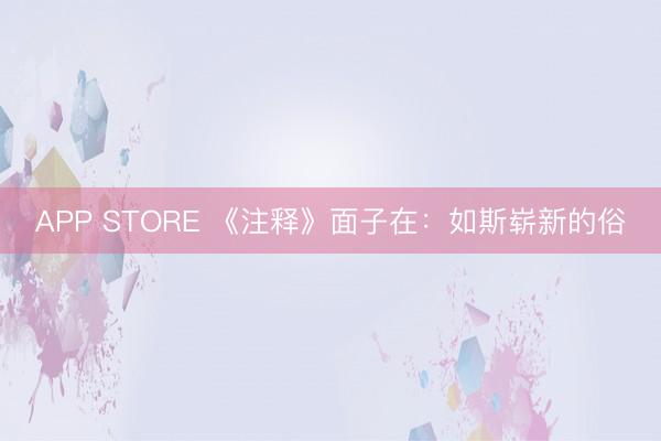 APP STORE 《注释》面子在：如斯崭新的俗