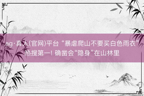 ag·真人(官网)平台 “暴虐爬山不要买白色雨衣”热搜第一! 确凿会“隐身”在山林里